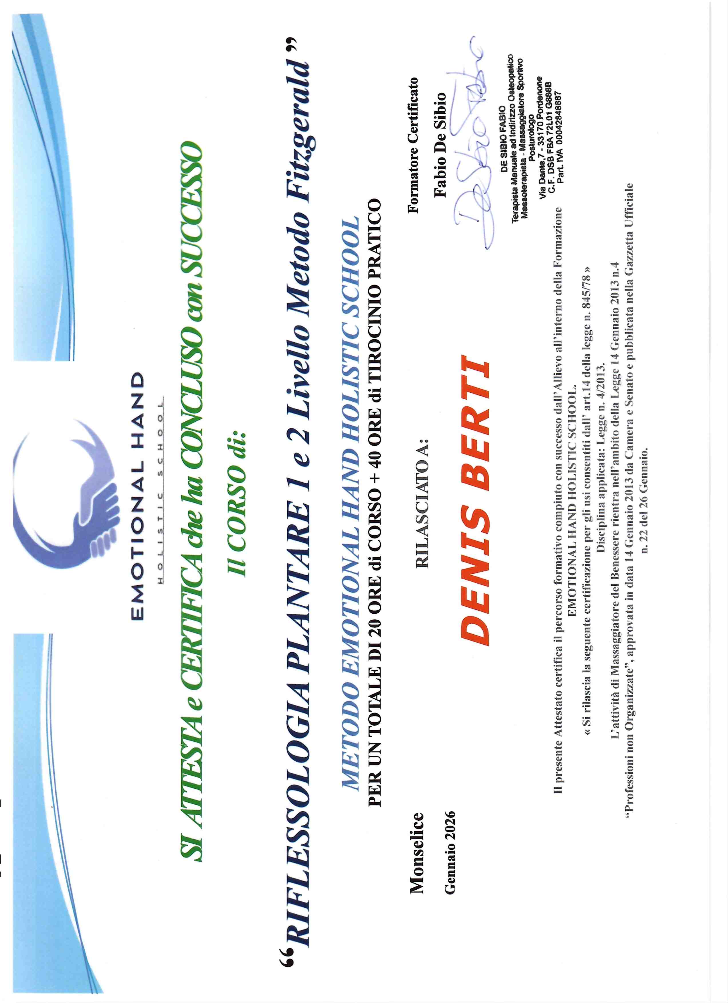 Diploma in Massoterapia