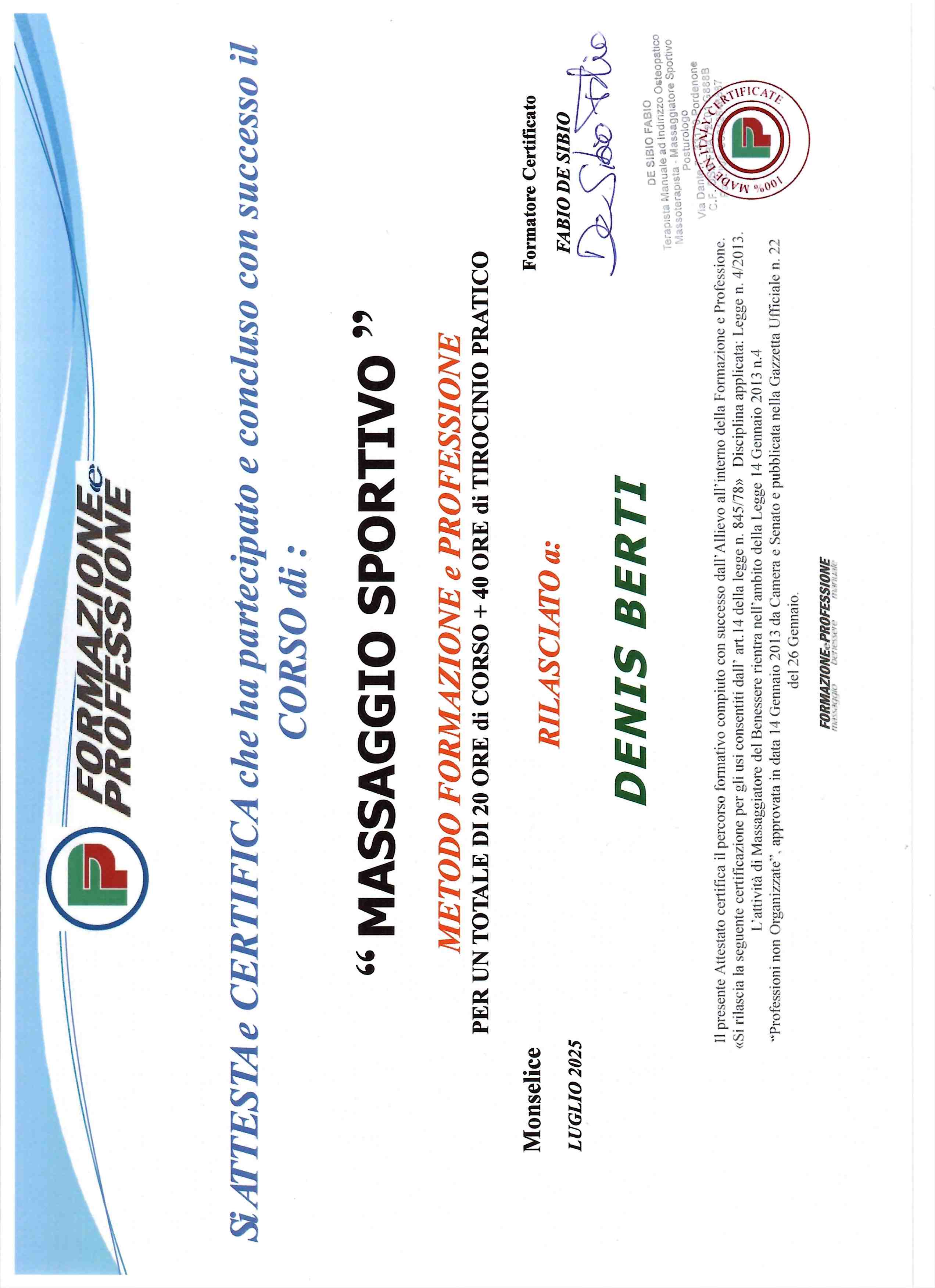 Diploma in Massoterapia