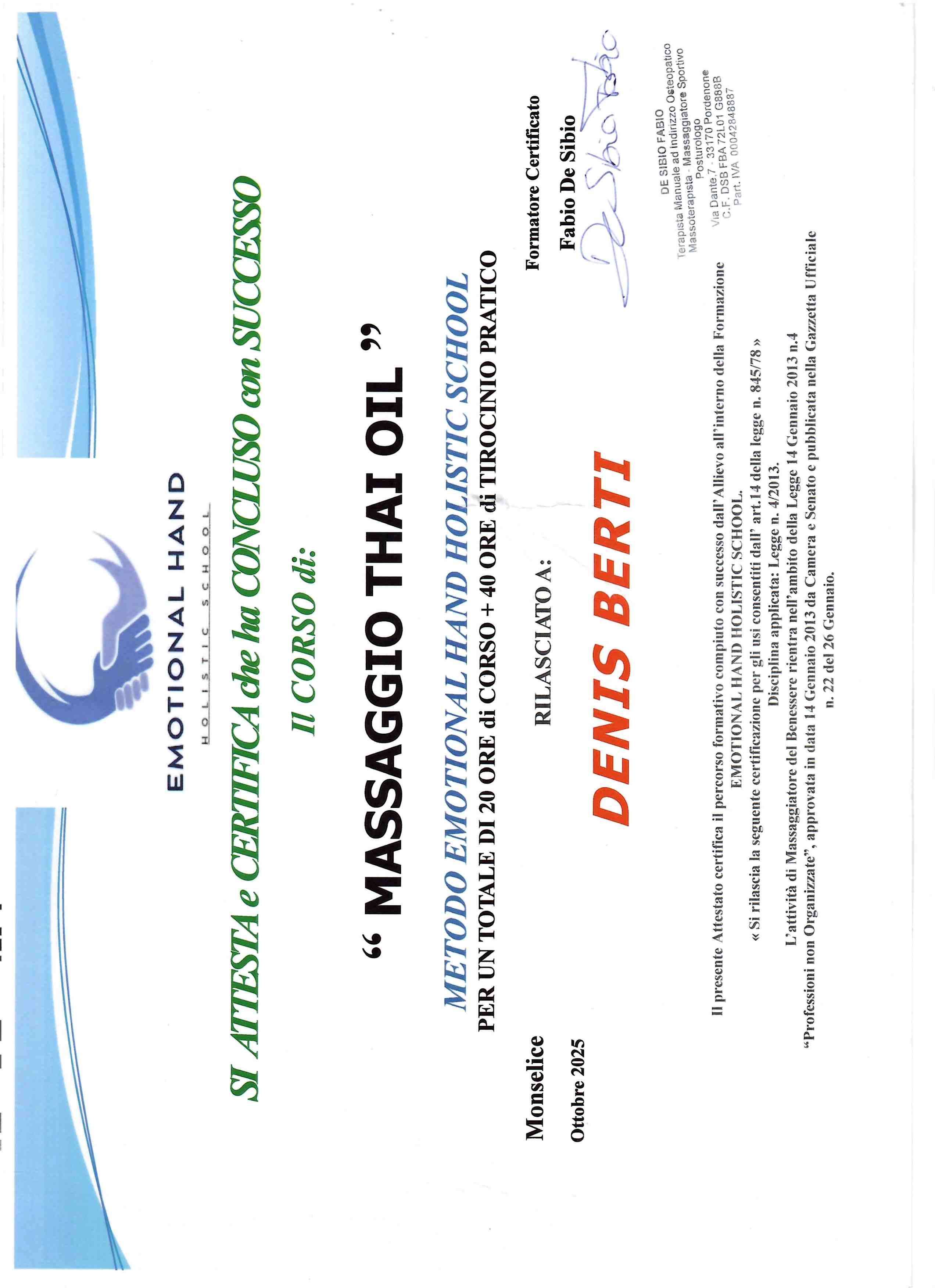 Diploma in Massoterapia